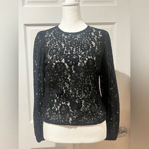 Abercrombie & Fitch Black Lace Long Sleeve Top Womens Size Small